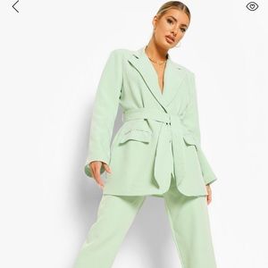 Mint green oversized blazer and pants set